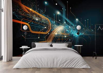 Big data information flow technology background, AI generation Wall mural