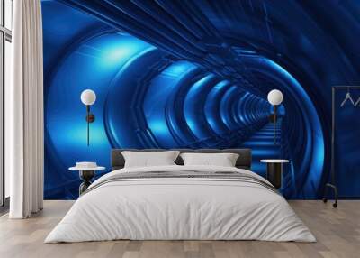 Futuristic Blue Tunnel with Abstract Design Wall mural