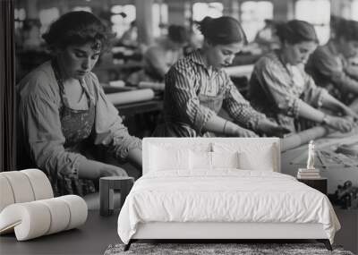 Historic Textile Factory Women at Work Wall mural