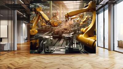 Intelligent robotic arm cooperation in a modern factory Wall mural