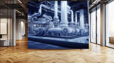 Modern Industrial Factory Pipes and Valves Wall mural