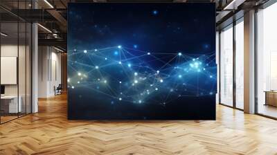 Neuron dot line technology background material under the background of color nebula Wall mural