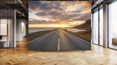 Open Road Leading to Coastal Sunset Wall mural