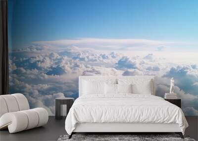 Tranquil Sky with Fluffy Clouds at High Altitude Wall mural