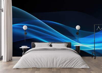 wide blue curve wave technology background Wall mural