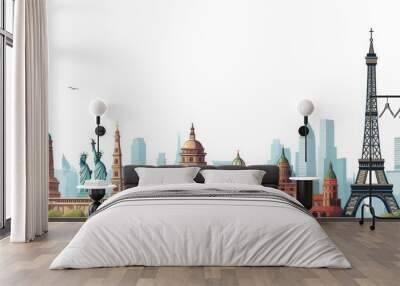 Wide format famous tourist attractions around the world Wall mural