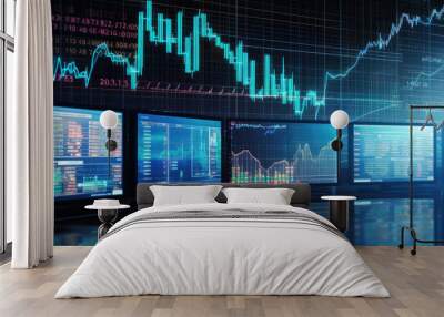 Wide format modern stock market information ripple curve concept illustration Wall mural