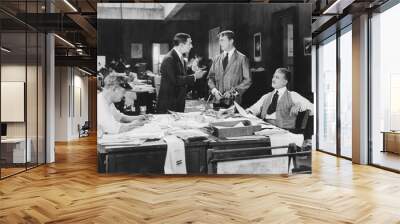 four men at an office Wall mural