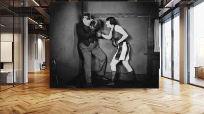 Man and woman boxing  Wall mural