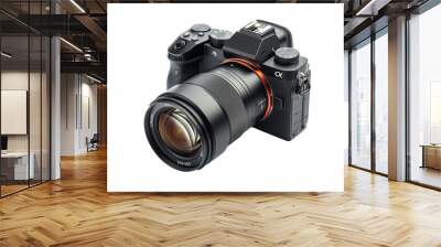 Advanced Mirrorless Camera with Zoom Lens - Isolated on White Transparent Background, PNG
 Wall mural