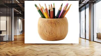 Colored Pencils in Wooden Holder - Isolated on White Transparent Background, PNG
 Wall mural