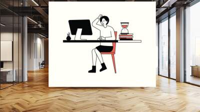 People are busy working because of time. flat design style minimal vector illustration. Wall mural