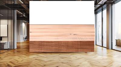 a front view of a dark brown, empty wooden table with transparent background, serving as a blank wood table mockup, Ai generative
 Wall mural