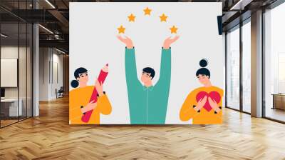 Customer feedback, testimonial, online survey concept. Group of people rating customer experience, writing review, leaving feedback. Client, user satisfaction. Isolated flat vector illustration Wall mural