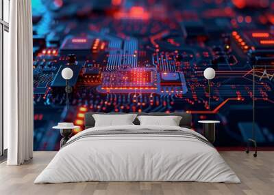 technology background design using digital elements Wall mural