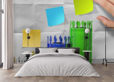 blank sticky note with crumpled paper and graphic chart as conce Wall mural