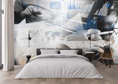 business team meeting present. photo professional investor worki Wall mural