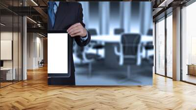 businessman success working with blank tablet computer his board Wall mural