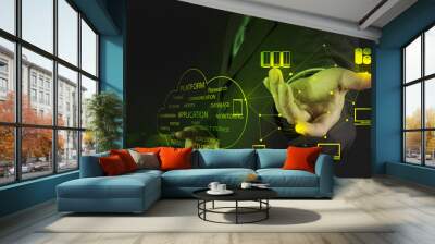 Businessman working with a Cloud Computing diagram on the new co Wall mural