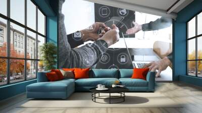 co working team meeting concept,businessman using smart phone in modern office Wall mural