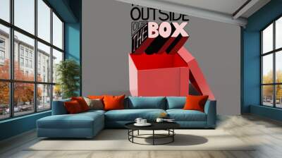 open box 3d and design word thinking outside of the box as conce Wall mural