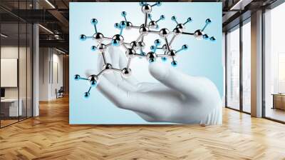 scientist doctor hand touch virtual molecular structure in the l Wall mural