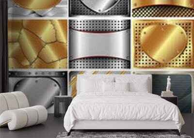 Set of abstract metal background 2 Wall mural