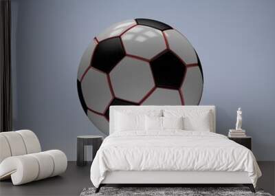 Classic soccer ball. 3D Illustration. White background Wall mural