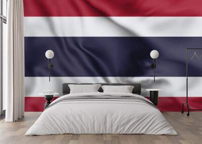 Thailand flag blowing in the wind. Background silk texture. 3d illustration. Wall mural