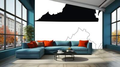 Virginia state outline contour silhouette map Wall mural