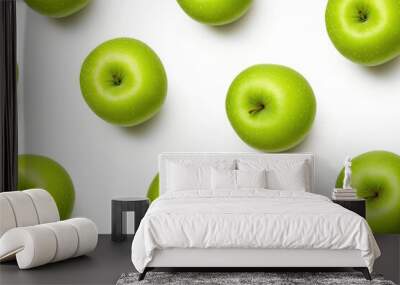 Fresh granny smith apples isolated on white background Wall mural