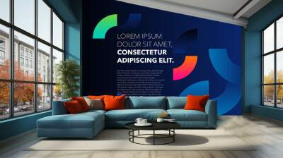 Horizontal abstract blue template with color graphic elements and place for text. Vector illustration. Wall mural