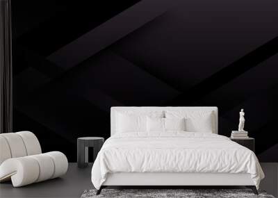 Horizontal black abstract banner with graphic elements.  Wall mural