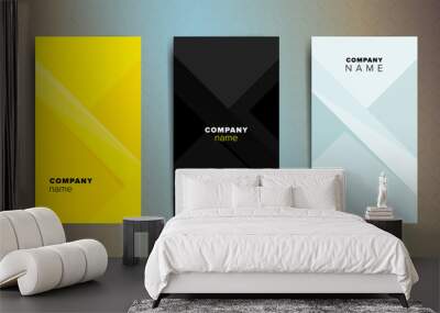 set of three color vertical abstract business cards with graphic elements and text. Wall mural