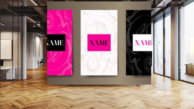 Set of three vertical abstract business cards with graphic elements on textural backgrounds.  Wall mural