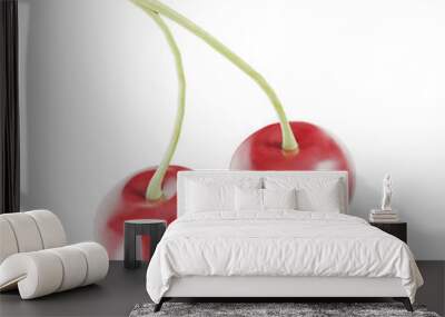 3d cherries isolated on transparent background, png Wall mural