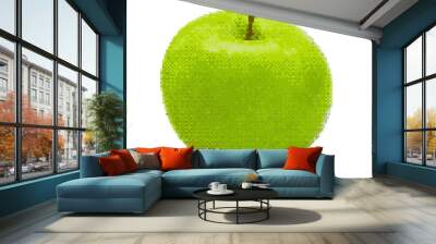 Green pixel apple on a white background isolated Wall mural