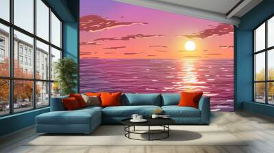 Sunset in the ocean. Wall mural