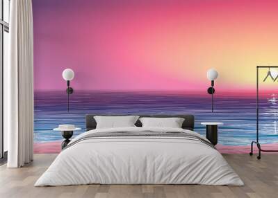 vector calm ocean shore at sunset Wall mural