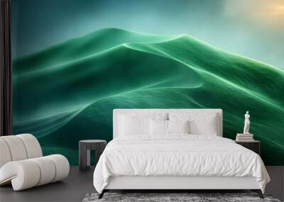 Abstract nature green field hills texture lines wallpaper background illustration Wall mural