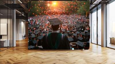 man celebrate graduation ceremony, students and education for International Students’ Day Celebration Wall mural