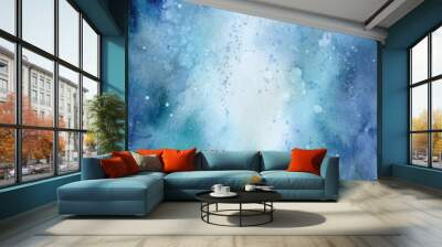 Watercolor abstract ocean illustration, blue sea landscape Wall mural