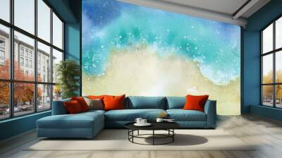 Watercolor abstract ocean illustration, blue sea landscape Wall mural