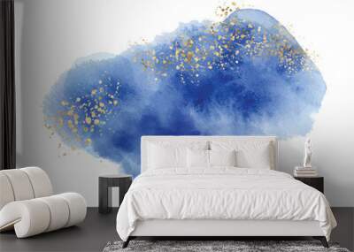 Watercolor abstract splash Color painting texture. Blue background Wall mural