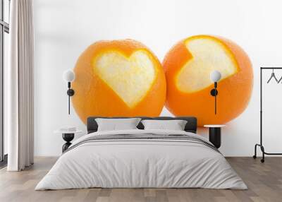 Two orange heart isolated on white Wall mural