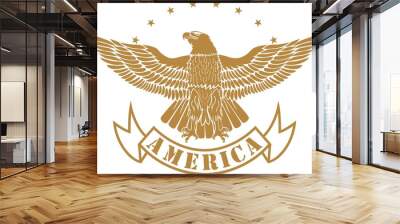 Eagle with stars and banner with text America Wall mural