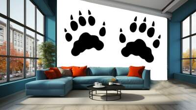 Mink track, mink footprint. Ink, silhouette Vector illustration isolated on white background Wall mural