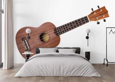 The brown ukulele on the white background Wall mural