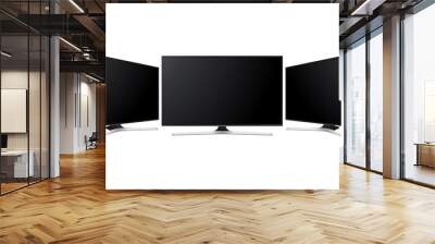 Set of three wide television screens mock up isolated on white background. Vector illustration Wall mural