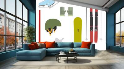 Winter colorful sports icons on white background. Wall mural